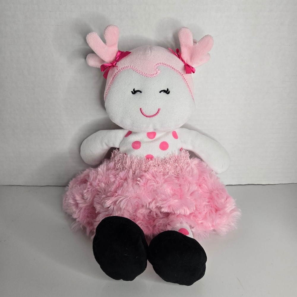 Baby Starters Plush Stuffed Girl Doll Pink White Polka Dot Lovey 10" 2014